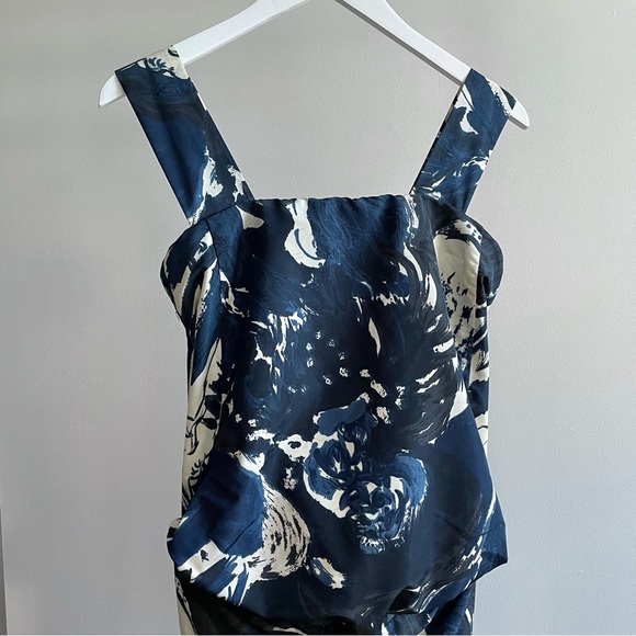 Marni Blue Abstract Print Taffeta Sleeveless Dress - Picture 2 of 4